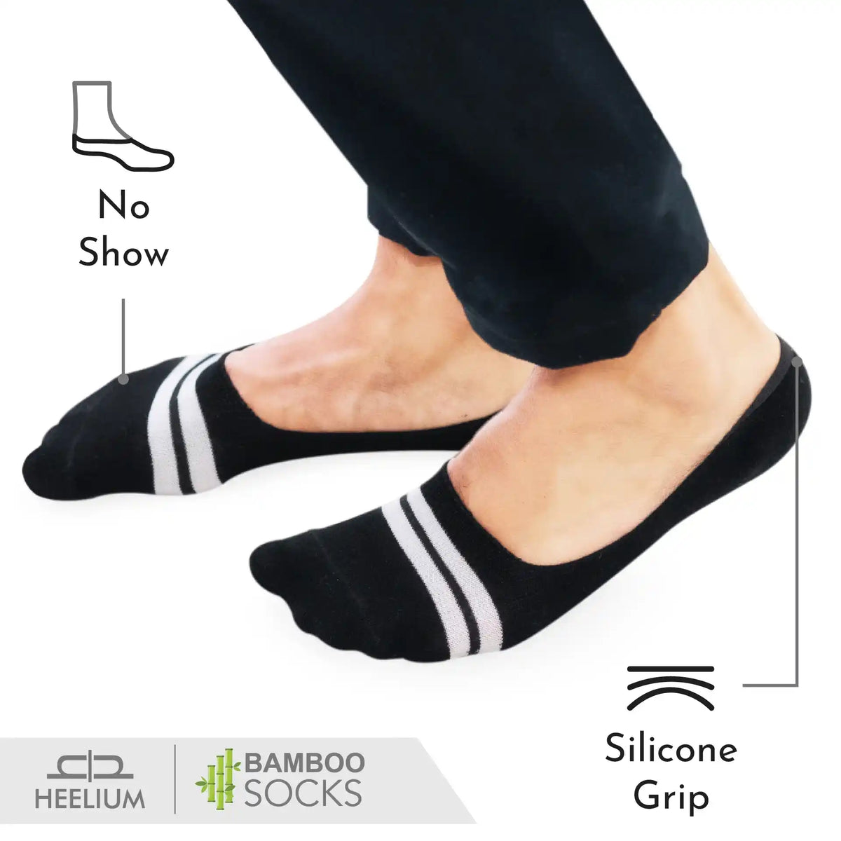 Bamboo No Show Socks For Men Stripes Pack Of 4 Heelium