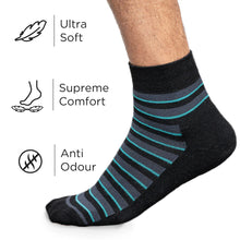 Load image into Gallery viewer, Heelium Bamboo Stripe Quarter Socks - 4 Pairs