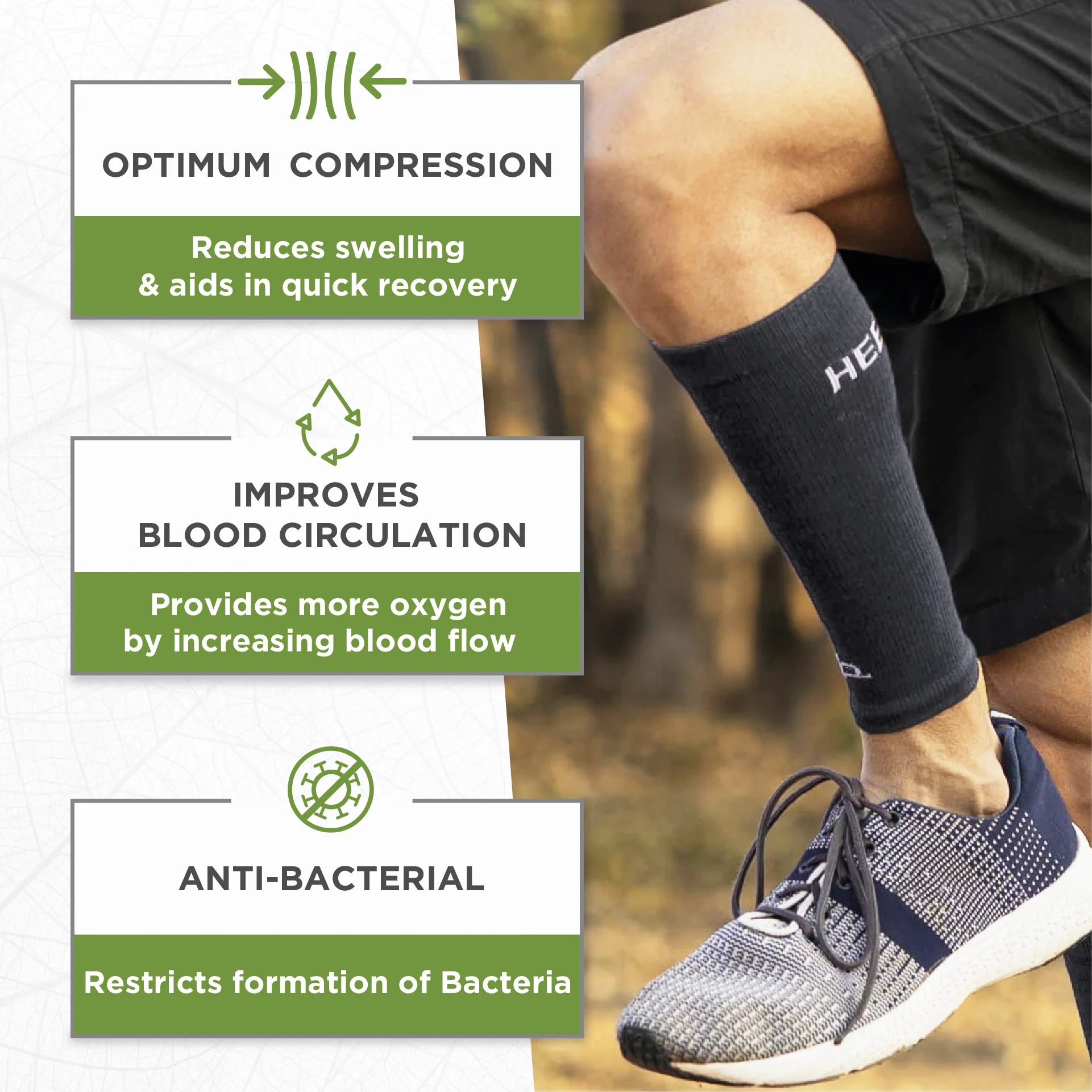 Heelium Bamboo Calf Compression Sleeve - Pack of 2
