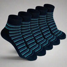 Load image into Gallery viewer, Heelium Bamboo Stripe Quarter Socks - 5 Pairs