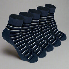 Load image into Gallery viewer, Heelium Bamboo Stripe Quarter Socks - 5 Pairs