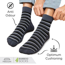Load image into Gallery viewer, Heelium Bamboo Stripe Quarter Socks - 4 Pairs