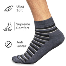 Load image into Gallery viewer, Heelium Bamboo Stripe Quarter Socks - 3 Pairs