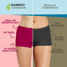 Load image into Gallery viewer, Heelium Bamboo Boyshorts Underwear for Women - Pack of 4