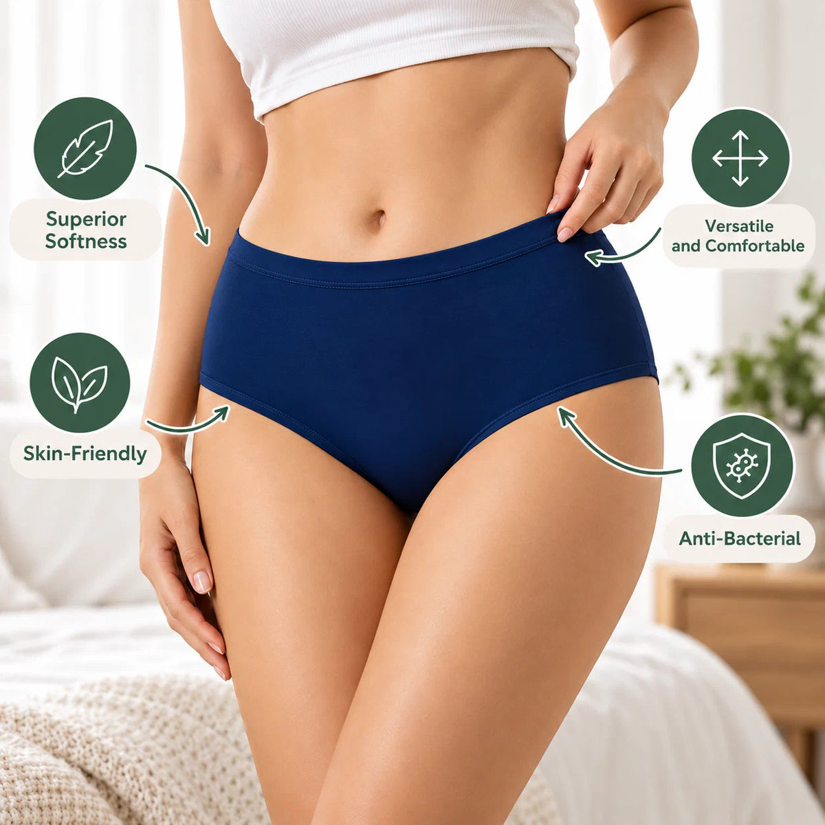 Heelium maroon bamboo bikini underwear in everyday use