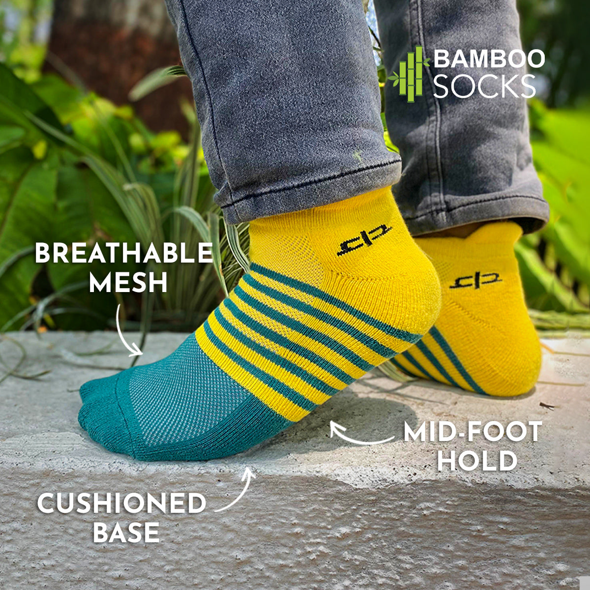 Heelium Bamboo Men Ankle Socks (Striped) - 3 Pairs