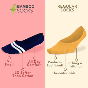 Bamboo No Show Socks for Men (Stripes) - Pack of 4