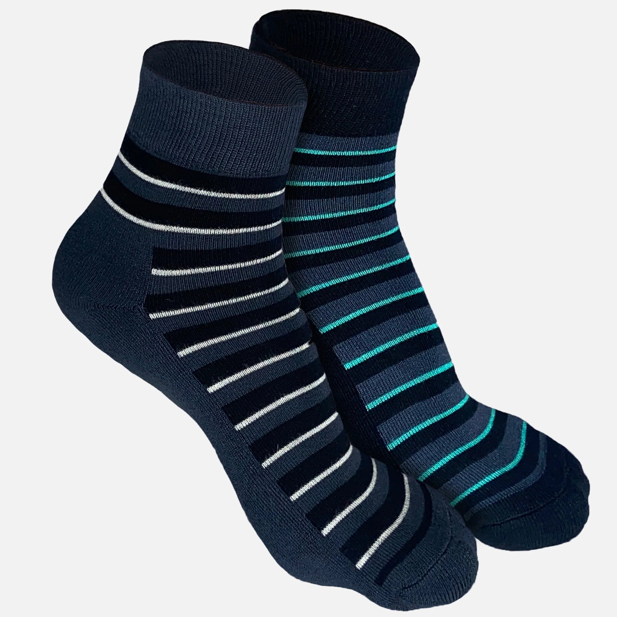 Bamboo Stripe Quarter Length Socks - 2 Pairs