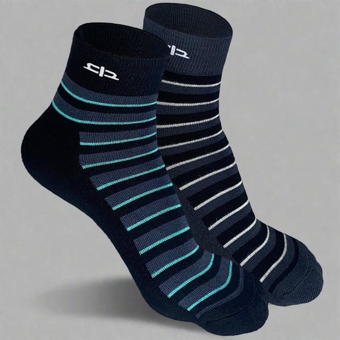 Bamboo Stripe Quarter Length Socks - 2 Pairs