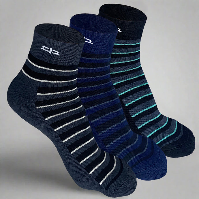 Bamboo Stripe Quarter Length Socks - 3 Pairs