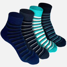 Load image into Gallery viewer, Bamboo Stripe Quarter Length Socks - 4 Pairs