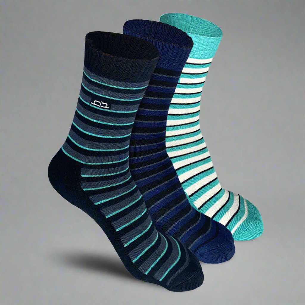 Heelium Bamboo Men Crew Socks (Stripes) - 3 Pairs