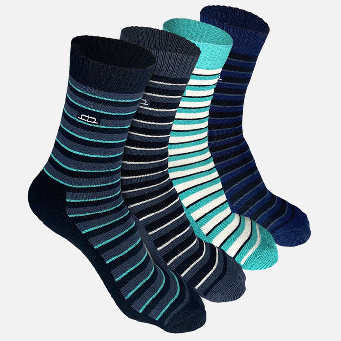 Bamboo Men Crew Socks (Stripes) - 4 Pairs