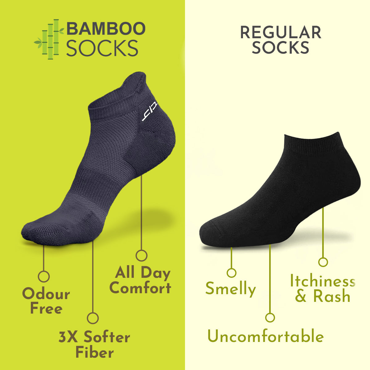 Heelium Bamboo Men Ankle Socks - 3 Pairs