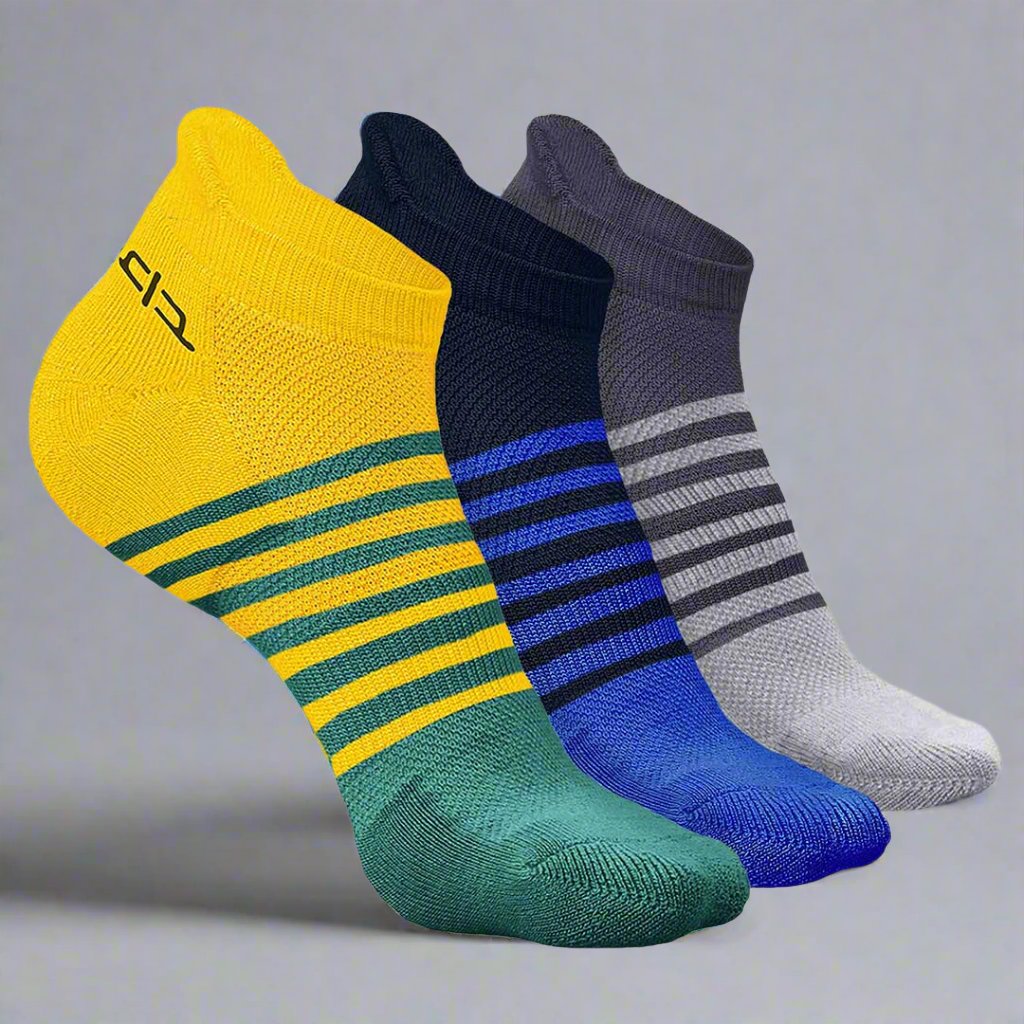Heelium Bamboo Men Ankle Socks (Striped) - 3 Pairs