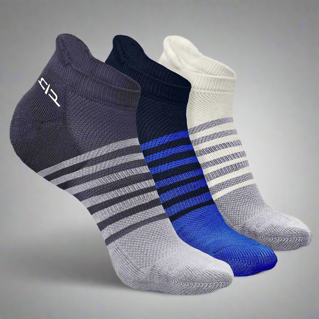 Heelium Bamboo Men Ankle Socks (Striped) - 3 Pairs