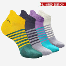 Load image into Gallery viewer, Bamboo Men Ankle Socks (Striped) - 4 Pairs