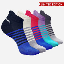 Load image into Gallery viewer, Bamboo Men Ankle Socks (Striped) - 5 Pairs