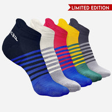 Load image into Gallery viewer, Bamboo Men Ankle Socks (Striped) - 5 Pairs