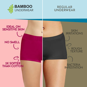 Heelium Bamboo Boyshorts Underwear for Women - Pack of 4