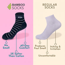 Load image into Gallery viewer, Heelium Bamboo Stripe Quarter Socks - 5 Pairs