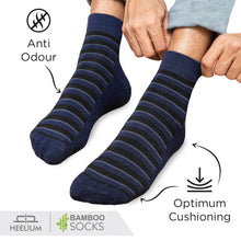 Load image into Gallery viewer, Heelium Bamboo Stripe Quarter Socks - 5 Pairs