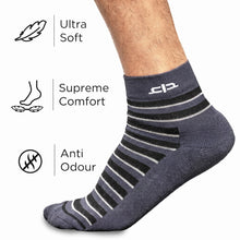 Load image into Gallery viewer, Heelium Bamboo Stripe Quarter Socks - 5 Pairs