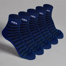 Load image into Gallery viewer, Heelium Bamboo Stripe Quarter Socks - 5 Pairs