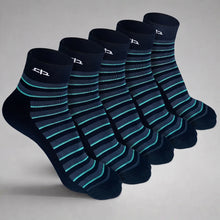 Load image into Gallery viewer, Heelium Bamboo Stripe Quarter Socks - 5 Pairs