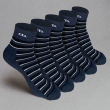 Load image into Gallery viewer, Heelium Bamboo Stripe Quarter Socks - 5 Pairs
