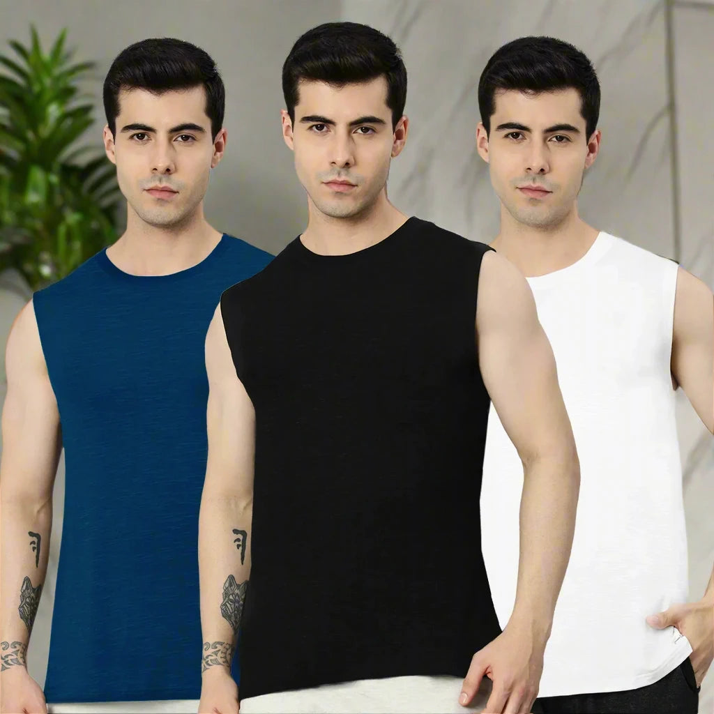Heelium Bamboo Gym Vest for Men - Pack of 3