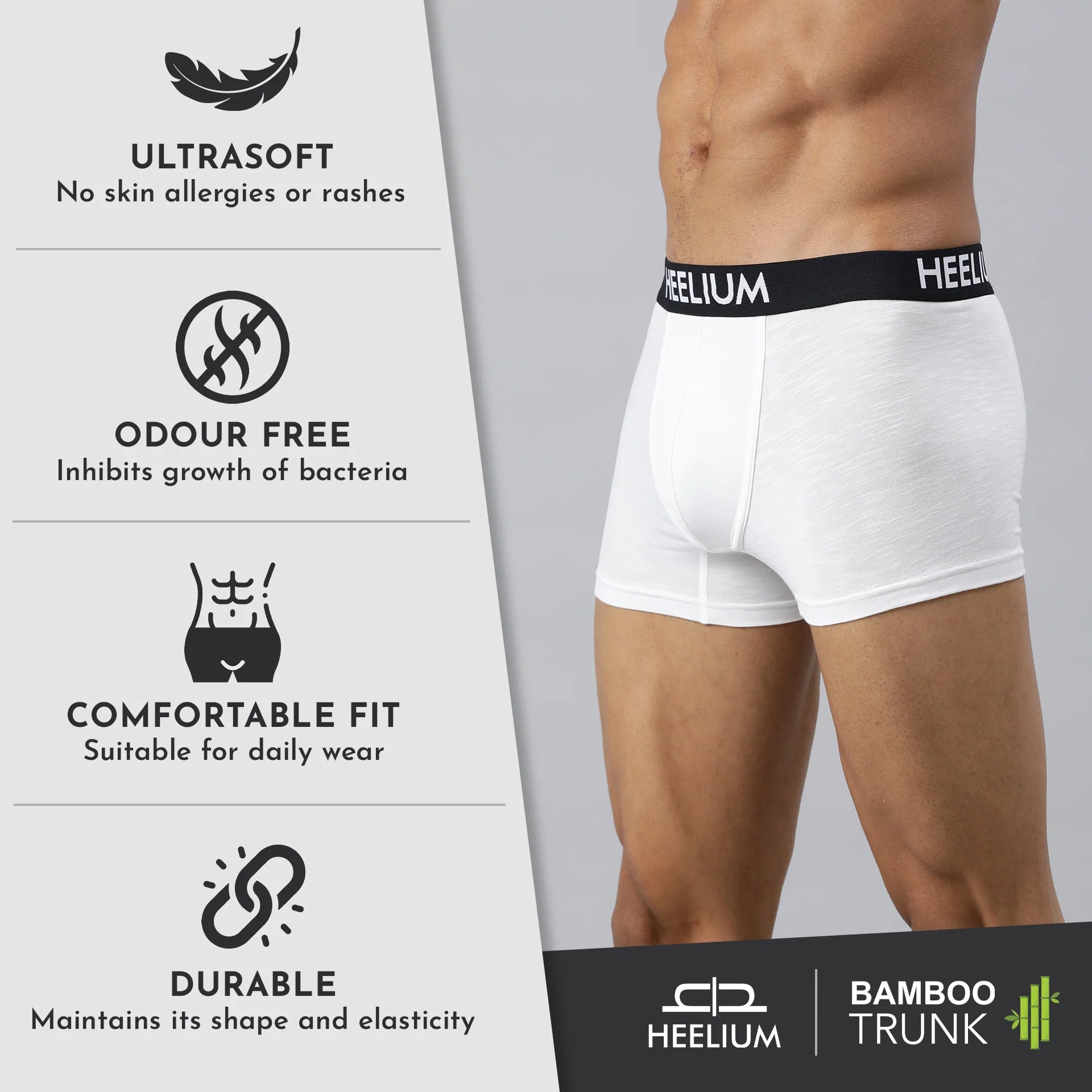 Heelium Bamboo Underwear Trunk For Men Pack of