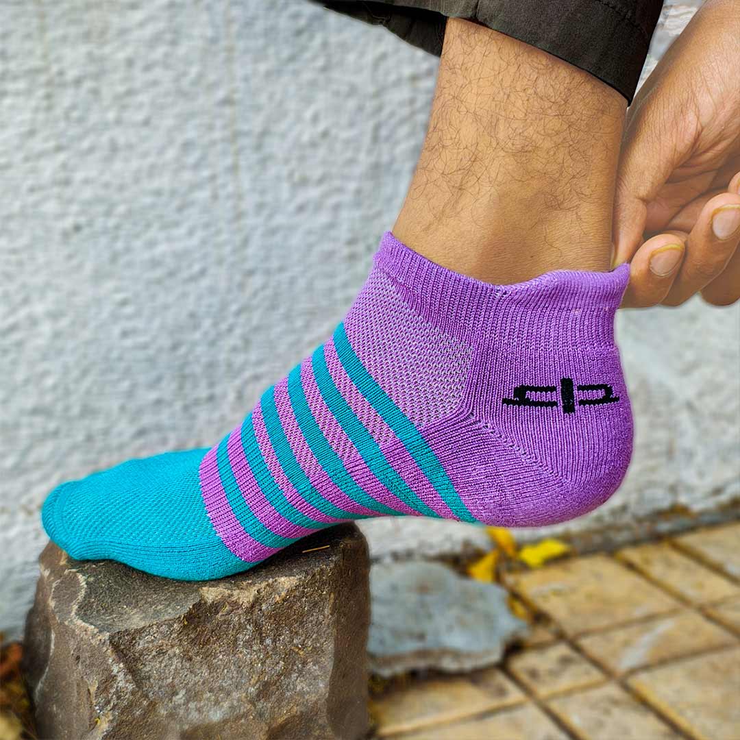 Heelium Bamboo Men Ankle Socks (Striped) - 3 Pairs