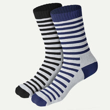 Load image into Gallery viewer, Bamboo Kids Crew Socks (Stripes) - 2 Pairs