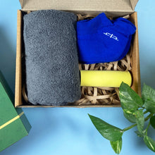 Load image into Gallery viewer, Bamboo Men Gift Set of 3 - Ankle Socks, Hand Towel &amp; Resistance Band