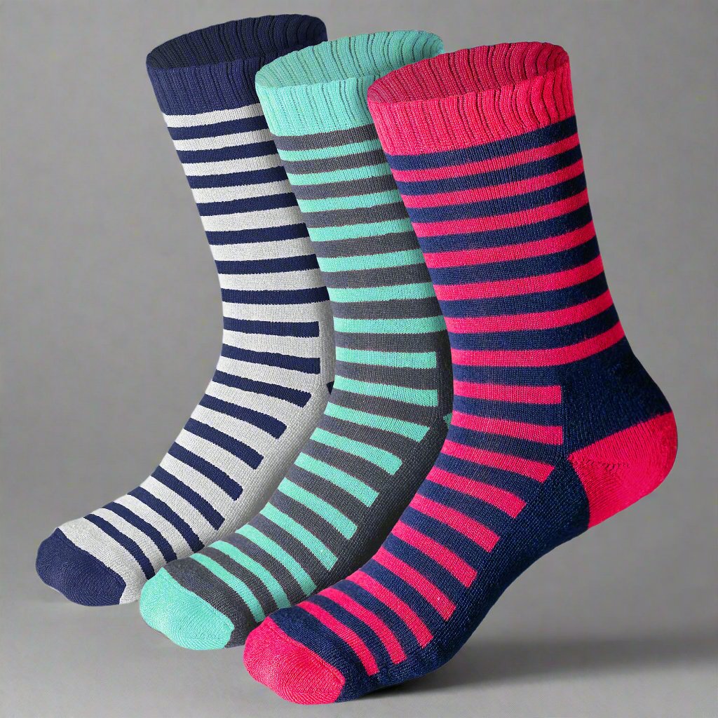 Bamboo Kids Crew Socks (Stripes) - 3 Pairs