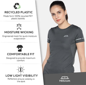 Features of the t-shirt with an inset of a model wearing the t-shirt