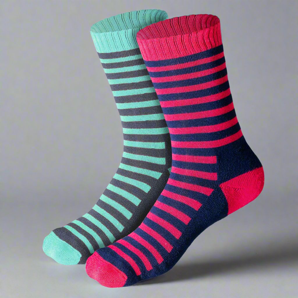 Bamboo Kids Crew Socks (Stripes) - 2 Pairs